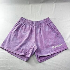 Pleasures Now Purple Shorts Mens Despair Lavender Knit Stretch Skull Small